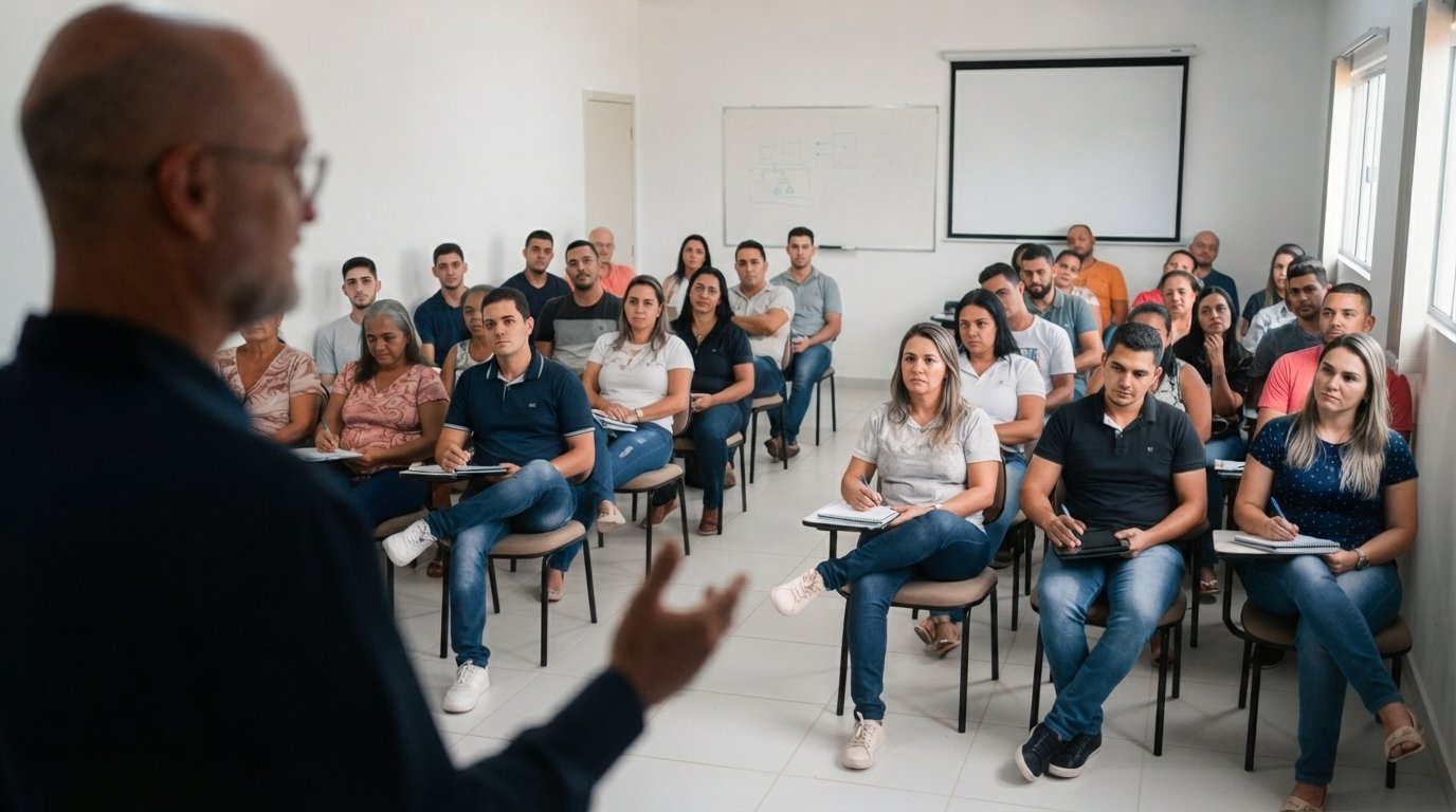 Flavio Schneider palestrando gratuitamente para organização social